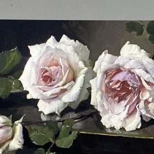 Linen Scatter- White Pink Rose