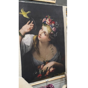 Linen Panel-Girl with Bird 1m x 1.5m